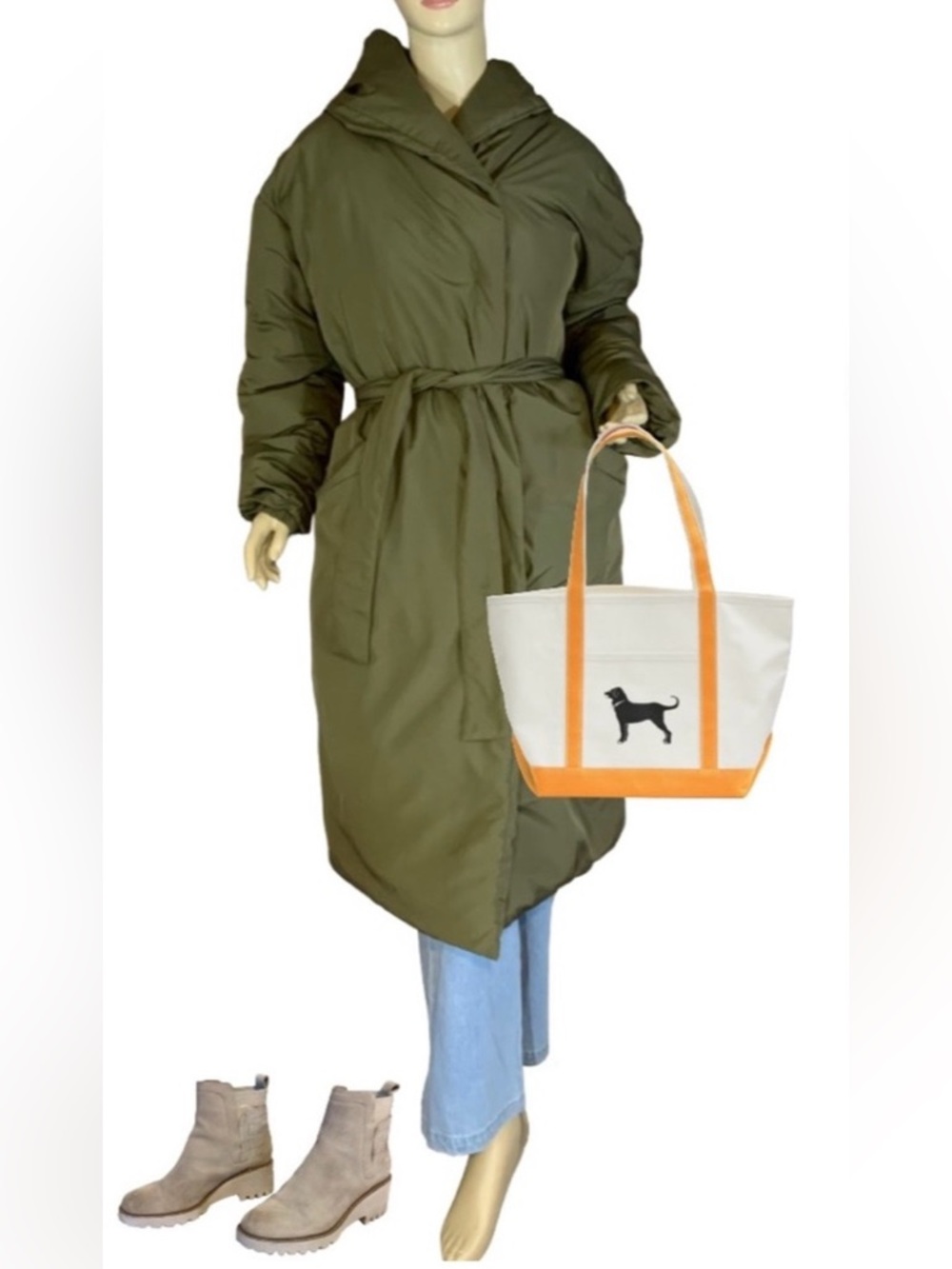GB BY GIANI BINI FOR DILLARDS ARMY GREEN SLEEPING BAG STYLE PUFFER COAT (S)